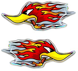4R Quattroerre.it 14206 3D Aufkleber Specht mit Flammen rechts und Links, 80 x 32 mm