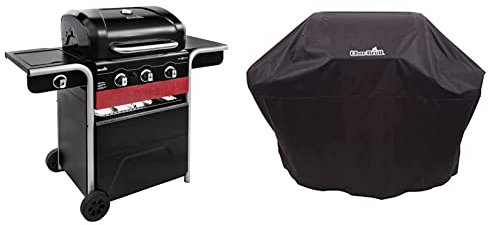 Char-Broil 3 Burner Hybrid Gas and Coal Barbecue Grill and Cover, Black