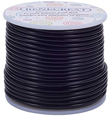 BENECREAT 10 Gauge (2.5mm) Jewelry Craft Aluminum Wire 25m/80 Feet Bendable Metal Sculpting Wire for Craft Floral Model Skeleton Making Bonsai Trees, Black