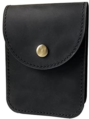 aolaso Etui à Cartes à Jouer en Cuir de Vachette, Etui à Cartes à Jouer à Un Seul Jeu avec Clip pour Hommes Mini Sac à Taille Vintage