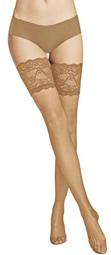 VENEZIANA NUOVA Dentelle Bas Femme - le Silicone Empêche le Glissement - Collant Femme 20 Deniers - Élégant et Flexible Lingerie et Vêtements Sexy - BELLE EPOQUE