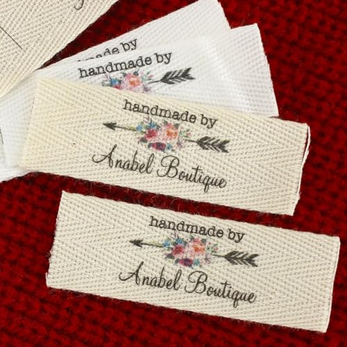Étiquettes De Vêtement Personnalisées Pliables À Coudre En Tissu Artisanal – Couture Au Crochet Tricoté À La Main Pour Courtepointes 60 Mm X 20 Mm, Étiquettes D'entretien Personnalisées, La Couture