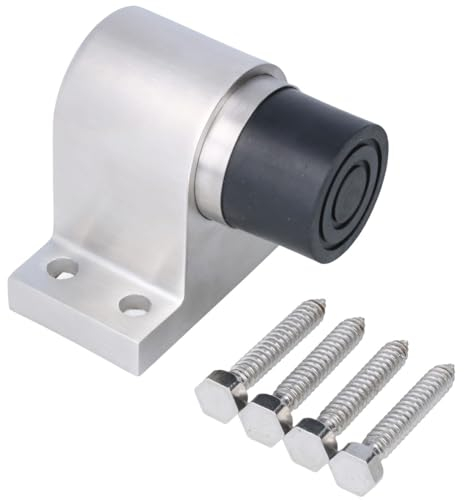 MS Beschläge Bodentürstopper Edelstahl geschliffen Türpuffer Bodenmontage Gummianschlag gefedert Türschützer Türschoner Torstopper inkluisve Schrauben Türdämpfer