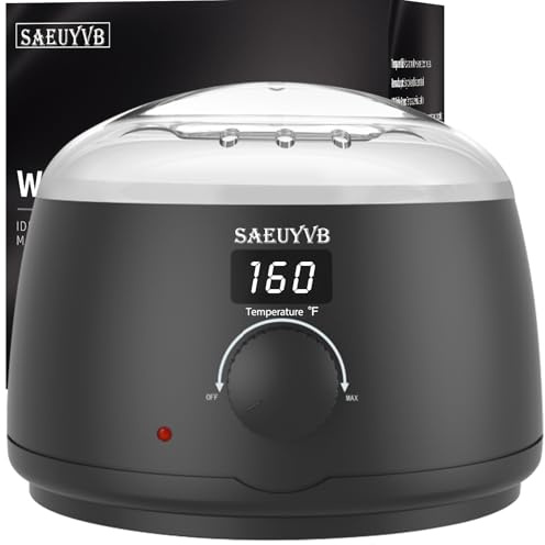SAEUYVB Professional Digital Wax Warmer with Lid and 16oz Pot for Hair Removal (Black)