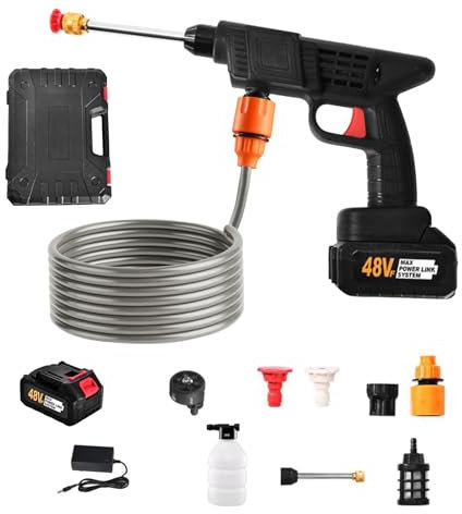 Cordless Pressure Washer, 24V 22Bar Portable Pressure Washer With1 Battery, 6-in-1 Adjustable Nozzle, 16.4FT Hose Pressure Cleaner for Car/Floor/Garden Cleaning & Watering
