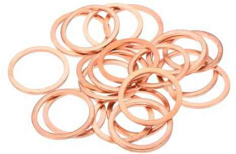 QUARKZMAN 22 Pièces Rondelles Plates en Cuivre, Rondelles d'Écrasement Plates Métriques en Cuivre Amélioré de 22x27x1.5mm pour Raccords Hydrauliques Vis Écrou Réparation Électronique