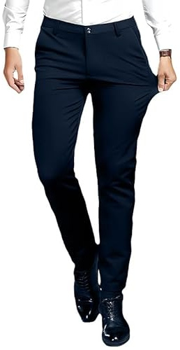 HAGOT Pantaloni Chino Uomo, Pantaloni Elasticizzati Slim-Fit Casual da Uomo, Pantaloni da Lavoro Casual Formali, Pantaloni Chino Comodi da Esterno con Tasche Nero XL