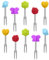 GIDWRIY 10 Pièces Petite Fourchette à Dessert Inox,Mini Fourchette Apéritif Cocktail,Fourchettes à Fruits,Fourchette à Gâteau Salade Sandwich,Fourchette de Table Restaurant avec Décoration en Silicone