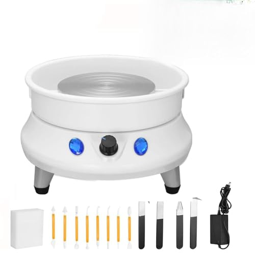 Electric Pottery Wheel 350W with Touch LCD & Detachable Basin - 25CM 200 RPM Ceramic Wheel for Beginners, Includes 11pc Clay Tool Kit (DIY Clay Art)