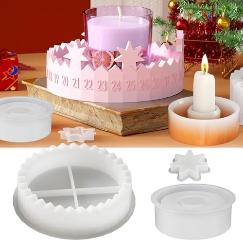 Moldes Silicona para Velas Calendario de Adviento 3 Piezas,Moldes de Silicona Navidad,Calendario de Cuenta Atrás,Forma de Estrella,Portavelas,para Navidad Decoración,Fiestas