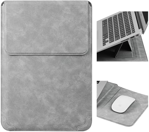HoYiXi 14'' Funda Estuche para Portátiles Bolsa con Soporte para Mac Book Pro 14 2021/ASUS Vivobook 14/HP Pavilion X360/IdeaPad 14/Huawei Matebook 14'' & 13,3-14 DELL Acer Laptop Sleev,Gris Claro