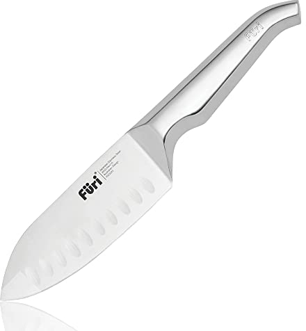 Furi Pro East/West Santoku Knife 13cm 5 1/8,Short & Deep Stainless Steel Blade for Agility,Managing Large Cuts,Reverse-Wedge Handle for Safer Grip