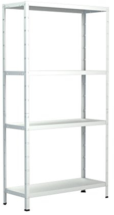 SCHULTE Regalwelt Steckregal mit 4 PowerMAX Fachböden, 65 kg Tragkraft, 180x80x40 cm (HxBxT), weiß, Lagerregal, Werkstattregal, Kellerregal, Garagenregal, Metallregal