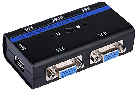 AISENS A111-0064 - Switch KVM VGA USB 1U-2PC con Cavo per Controllare Due CPUs, Nero