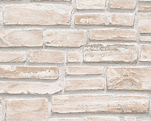 Deco Italia Carta da Parati Pietre Mattoni Beige | Effetto Parete in Pietra
