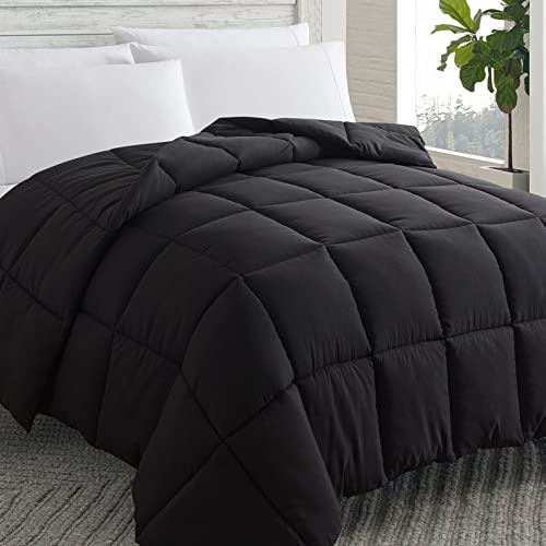 Cosybay Alternativt duntäcke – svarta hörn täcken flikar – lätt täcke hela säsongen – fristående täcke – Cal-King size (250 x 244 cm)