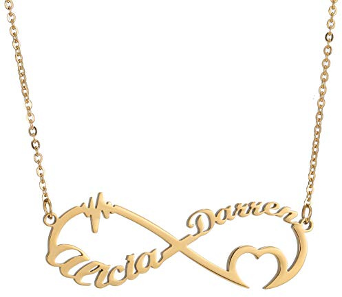 RWQIAN Infinity halsband namn halsband personlighet hänge hjärtformade kvinnor män anpassa smycken familj vänner älskare jul födelsedagspresent guld silver ros 45 cm e DZ-4-silver, colore: Plata, cod. KPA7212