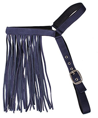 QHP Fliegenfransen Extra mit Stirn- und Kehlriemen (Warmblut extra, blau)