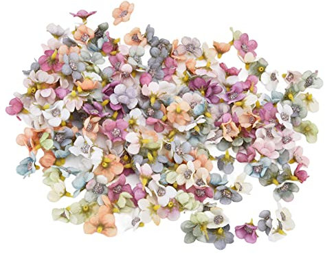 Hapivida 200 Stück Seiden Blumen Köpfe 2,5cm Künstliche Blütenköpfe, Mehrfarbige Stoffblumen Rose Köpfe für DIY Basteln Scrapbooking Hochzeit Party Home Handwerk Deko