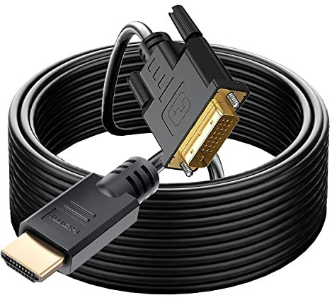 YOTETION Long HDMI to DVI Cable 25FT, High-Speed Gold-Plated Bi-Directional 1080p Adapter for Television/Monitor/Video Card/Graphics Card