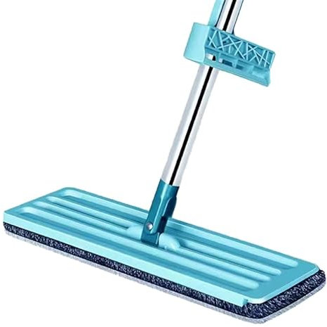 Mikrofibermopp För Golvrengöring,Golvmopp, Lövträmoppar För Rengöring, Våt Och Torr, Ingen Handtvätt Lat Plattmopp, Självvridande Plattmopp Med Tvättbara Moppdynor(1 x Mop 2 x Piece of Pads-Blå)