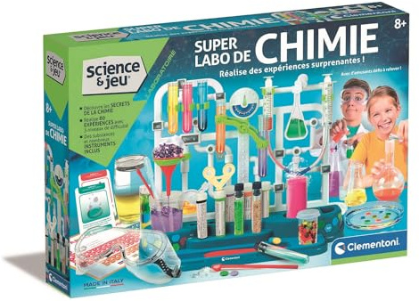 Clementoni - 52662 - Science & Jeu Laboratoire - Super Labo de Chimie - Coffret Scientifique Enfant 8 Ans, Kits Éducatifs De Sciences, Fabriqué en Italie