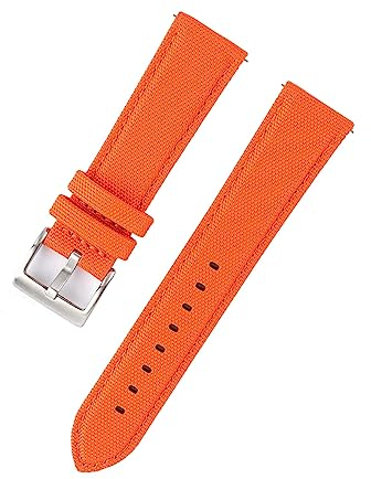 MasterUnion Uhrenarmband Nylon Leder Schnellverschluss Uhrenarmband 22 mm 20 mm Uhrenarmband, Orange, 20mm