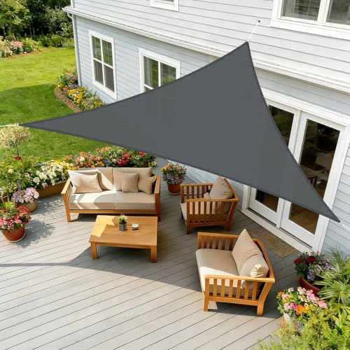 HENG FENG Voile d'ombrage Triangulaire 4x4x4m Imperméable,Toile Ombrage 160 g/m² Protection UV 95% pour Jardin,Terrasse,Balcon,Extérieur,Cordon de Montage Inclus,Anthracite