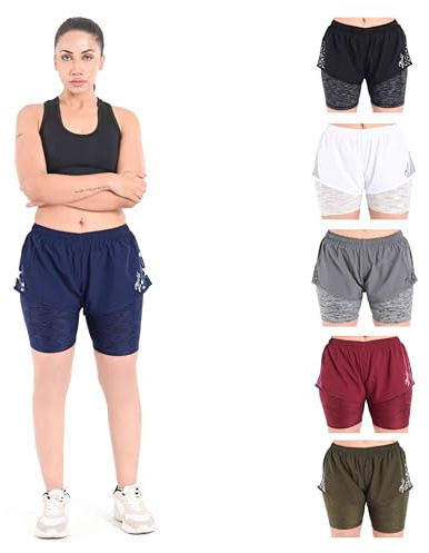 2BOLD Ladies Gym, Running, Shorts (US, Alpha, Large, Regular, Regular, Blue)