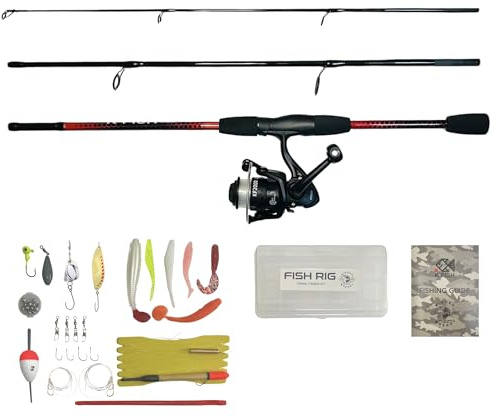 Rigged and Ready K-Fish Fishing Rod and Reel Combo Set with Line, Lures & Accessories + Angling Guide. 6ft Fish Pole Combination Saltwater freshwater (K-Fish Combination)