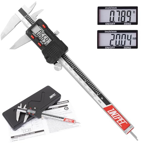 Digital Caliper 6 inch, Stainless Steel Vernier Micrometer Measuring Tool with Large LCD Display, Easy Inch/Metric Conversion, Precision Gauge for Machinists, Woodworking & DIY