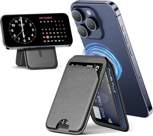 Mag-Safe Wallet Magnetic Wallet for iPhone,Card Wallet Stand Adjustable Leather Magnetic Card Holder for iPhone 16 Pro Max/16 Plus/16 Pro/16/15/14/13/12 Series,Not for iPhone 13/12 Mini (Black)