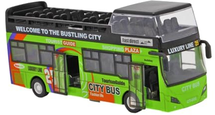 Milageto Giocattolo in Autobus a Due Piani a Doppio Decker con luci e Suoni in Autobus Città Tira Indietro per Ragazze Regalo per Il Compleanno, Verde