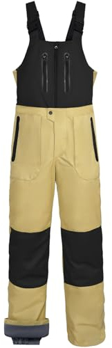 GEMYSE Pantalon de Ski pour Homme Chaud et Imperméable avec Bretelles Ajustable Salopette Combinaison de Snowboard d'hiver(Kaki et Noir,M)