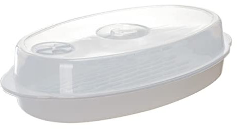 Luxshiny Vaporera Para Microondas Con Tapa De Pp Blanco Para Cocinar Al Vapor Alimentos Casa Segura y Práctica Para Uso Diario