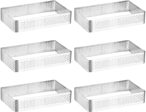 Xanewza Juego de 6 anillos de postre y anillos de comida, rectángulo de mousse, anillos para servir, acero inoxidable, resistentes al calor, adecuados para postre, para cocinar, hornear mousse