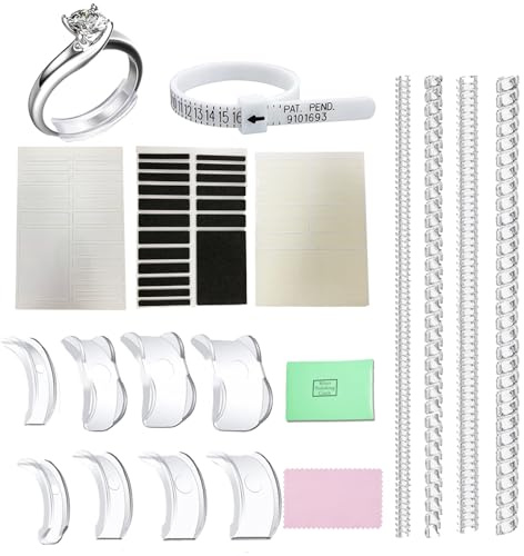 17PCS Ring Size Adjuster, Clips Invisible Ring Size Adjuster Silicone Guards, Spiral Silicone Tightener Ring Size Reducer, for Loose Rings, Ring Guard Ring Spacer Fit Almost Any Rings