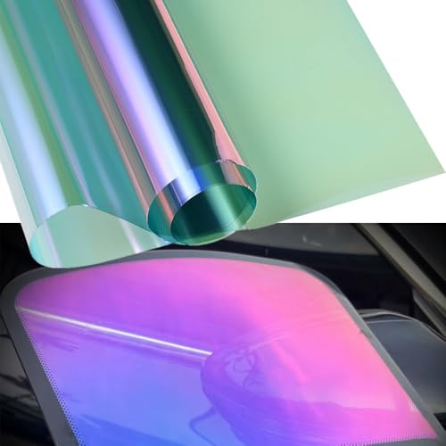Blueshyhall Lámina tintada para coche camaleón 65 % VLT, color morado y rojo, degradado de color morado oscuro y rojo, protección contra los rayos UV, protector solar para coche (100 x 300 cm)