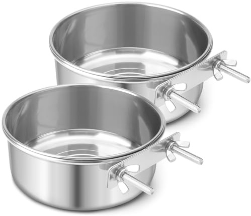 Ciotola per cani in acciaio inox da appendere per cibo e acqua, per cani, gatti, conigli, uccelli, piccoli animali, ruggine, facile da installare, supporto rimovibile