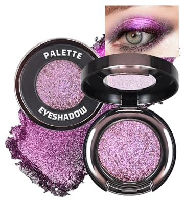 Chamäleon Glitzer Lidschatten, Smoky Violett Multichrome Shimmer Eyeshadow Make Up Palette, Hochpigmentiert Langanhaltende Metallic Farbwechsel Lidschatten, Blendbar & Knitterfrei für Bühnen-/Party-04