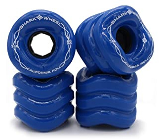 Shark Wheel 60 mm 78a, Skateboard Cruising Wheels, California Roll, Blue Ibiza, Set of 4 Wheels