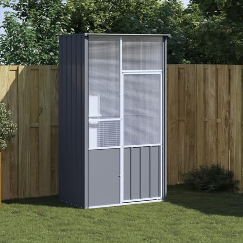 NITCA Gabbia per Uccelli Grandi, Voliera per Pappagalli Uccelli in Acciaio, Casetta per Gli Uccelli da Giardino in Metallo Antracite 115x78x200 cm