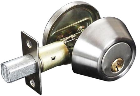 BE-TOOL Cerrojo redondo de un solo cilindro, cerradura de puerta de seguridad de acero inoxidable con llaves para puertas de 35 mm a 50 mm de grosor