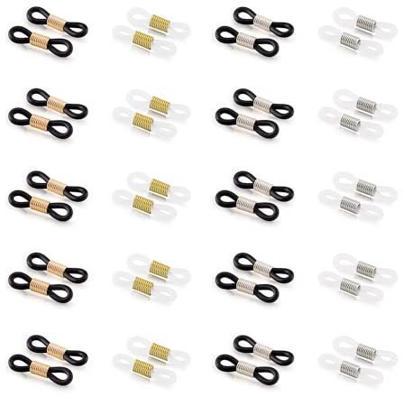 Aidqxbaoer Brillenkette Verbindung, Brillenkettenenden, Brillenkette Anschlüsse, Silikon Brillenverbinder, Halter Brillenkette Enden, 40 Stück