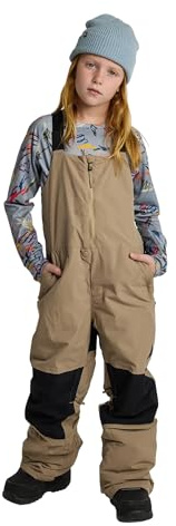 Burton Kids’ Skylar 2-Layer Bib Pants – Waterproof Winter Snow Bib Pants for Boys & Girls – Summit Taupe, Medium