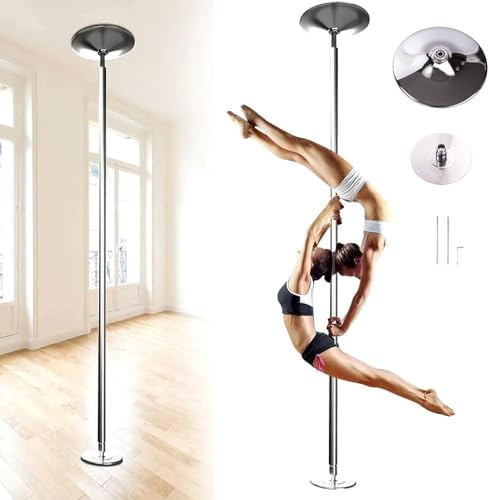 Palo Pole Dance Professionale Palo da Ballo Pole Dance in Acciaio Asta spogliarellista professionale da 45 mm con accessori di estensione, Palo da ballo statico rotante per case con soffitto alto 270