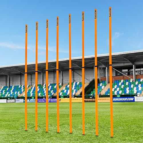 FORZA Teleskopiska Slalomstavar | Justerbara träningsstavar i 8-pack för idrottsövningar och smidighet – Flera färger (Utan baser, Fluorerande orange)