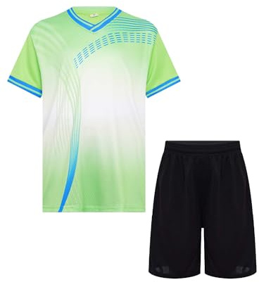 Oyolan Completo Sportivo Bambino Ragazzo Maglietta e Pantaloncini da Calcio e Basket Abbigliamento Estivo da Calcio, D verde, 13-14 Anni