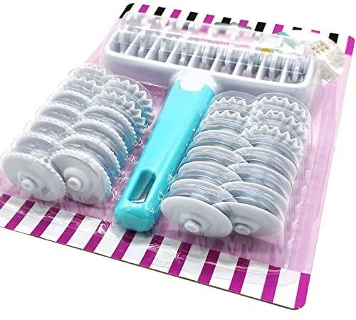 OSNIYAW Juego de 37 cortadores de cinta para fondant, rodillos, moldes de repostería, cortador de masa y celosía, 4 engranajes diferentes, juego de herramientas de cocina para fondant