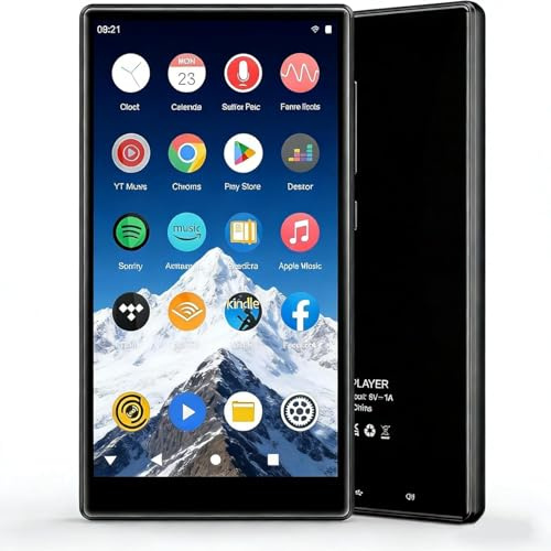 Reproductor MP3 Spotify de 96 GB, 5,0 Pulgadas MP3 con Bluetooth y WiFi, Android 13.0, Reproductor MP4, batería de 2500 mAh, Reproductor MP3, Reproductor de música Digital, Radio FM, Audible, Deezer